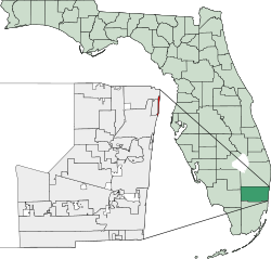 Map of Florida highlighting Hillsboro Beach